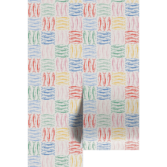 Colorful sardine pattern on a white background
