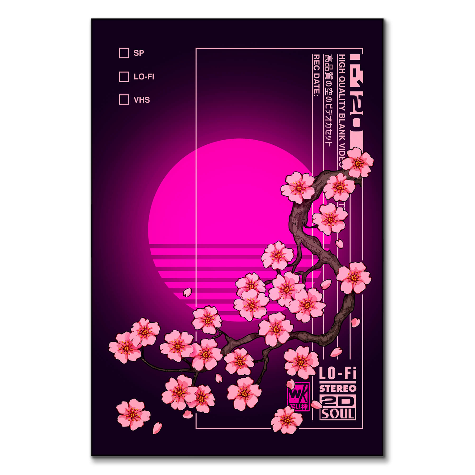 Neon Cherry Blossom VHS Sunset | BIG Wall Décor