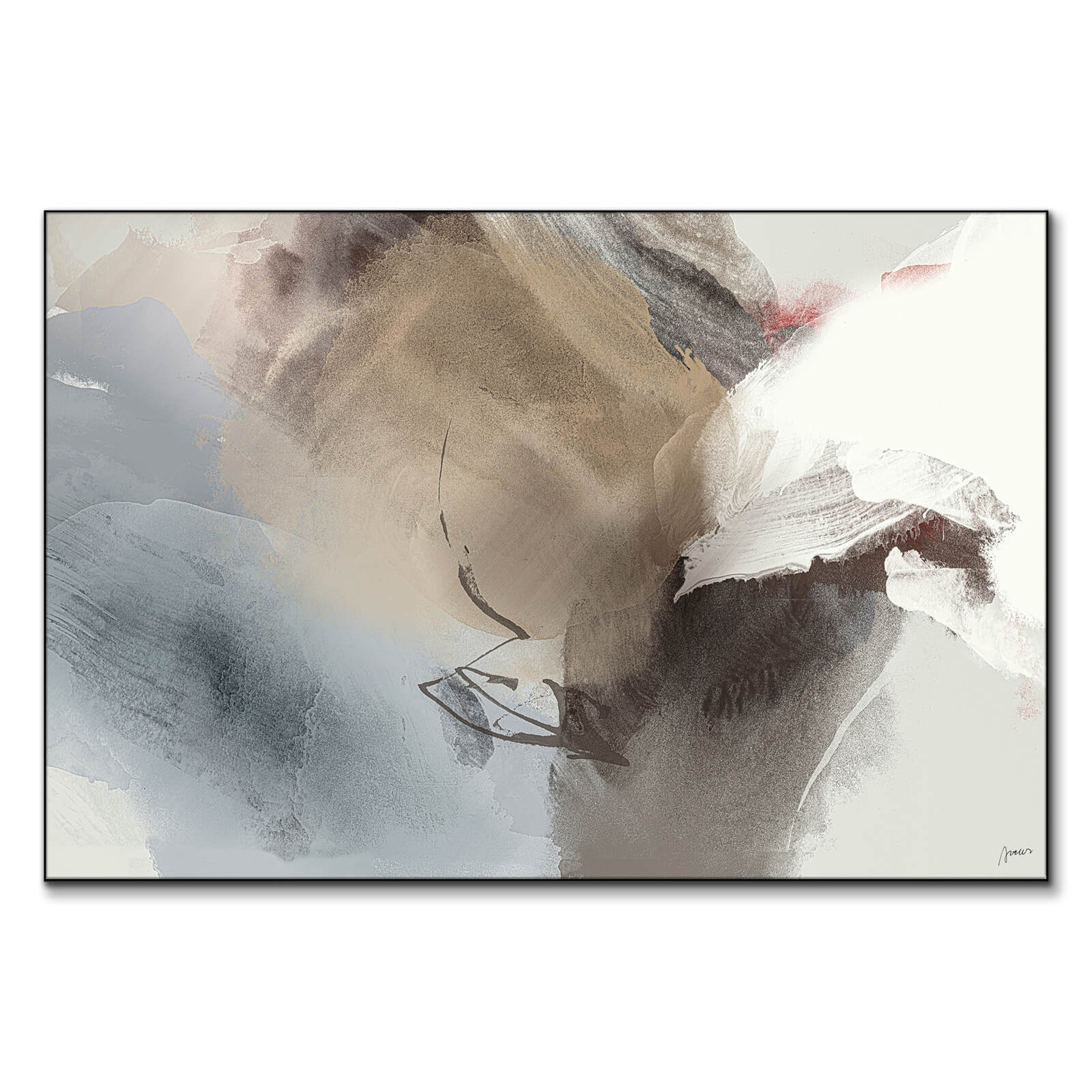 Fusion - Neutral Tan and Blue Abstract Art by Artur Chen | BIG