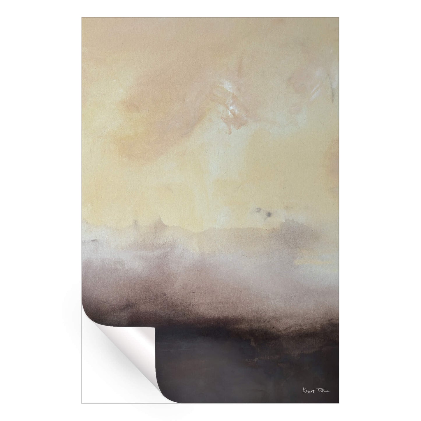 Abstract painting with a gradient of warm neutral tones blending into deep earthy browns.