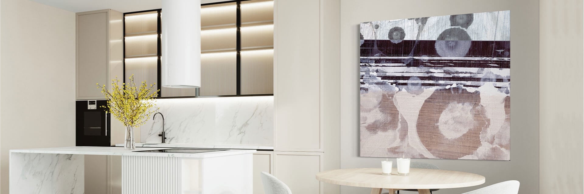 Decorate with neutral abstract art home decor