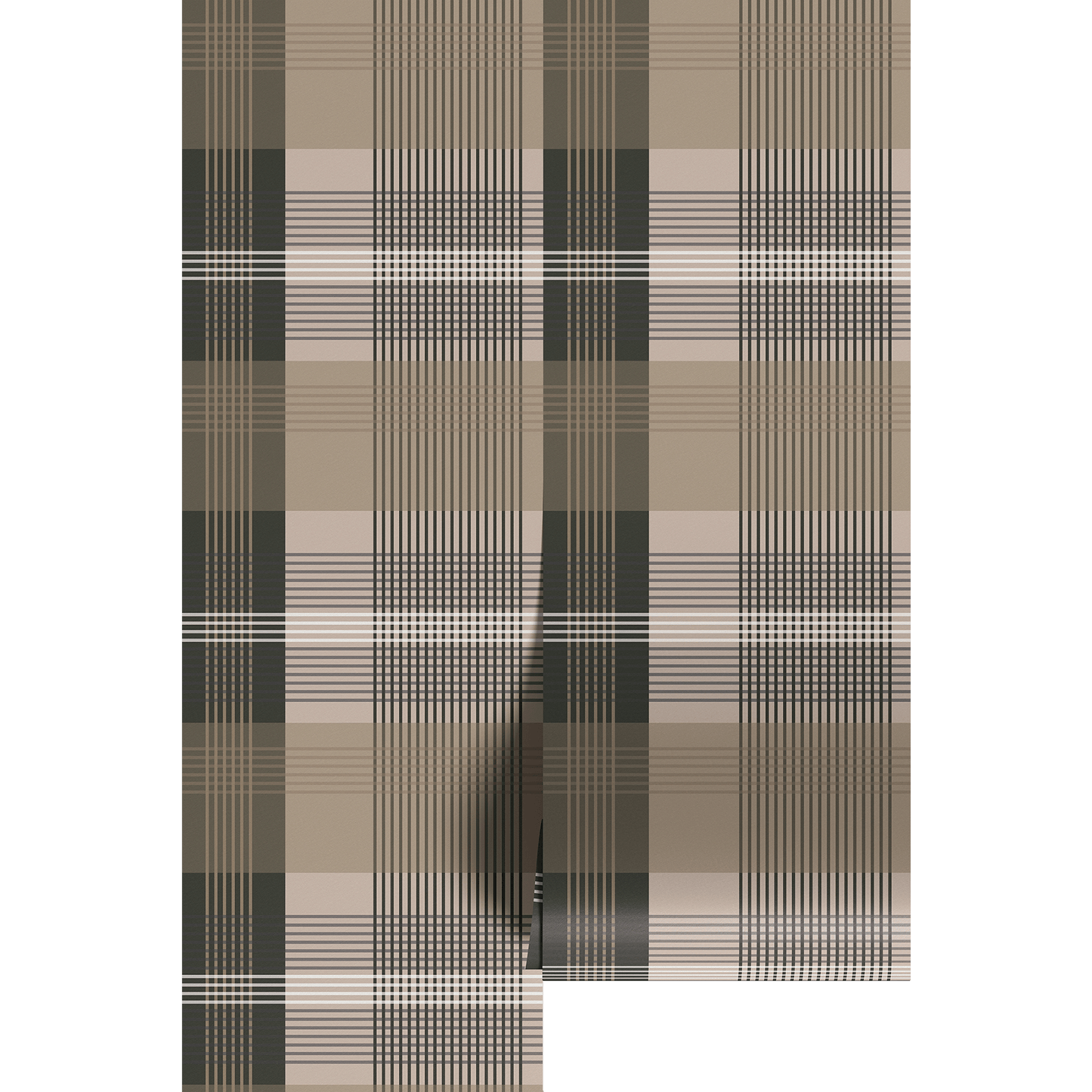 Plaid pattern with shades of brown, beige, and black on a white background