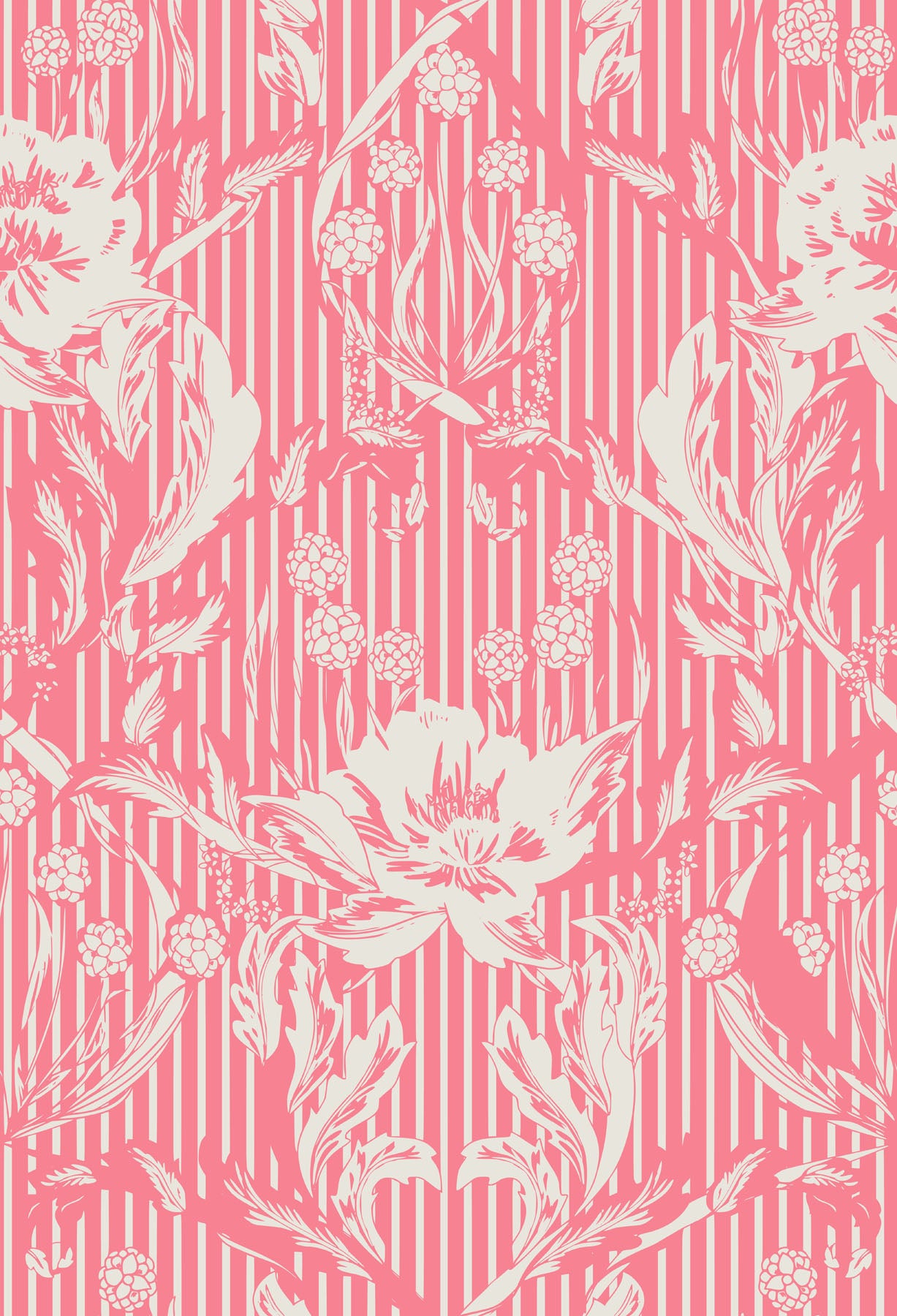 Floral pattern with white flowers on a pink background