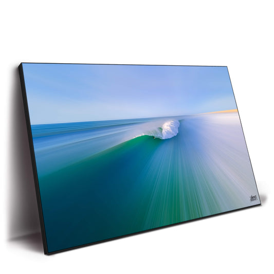 A perfect wave breaking in the ocean, showcasing vibrant colors and dynamic movement.