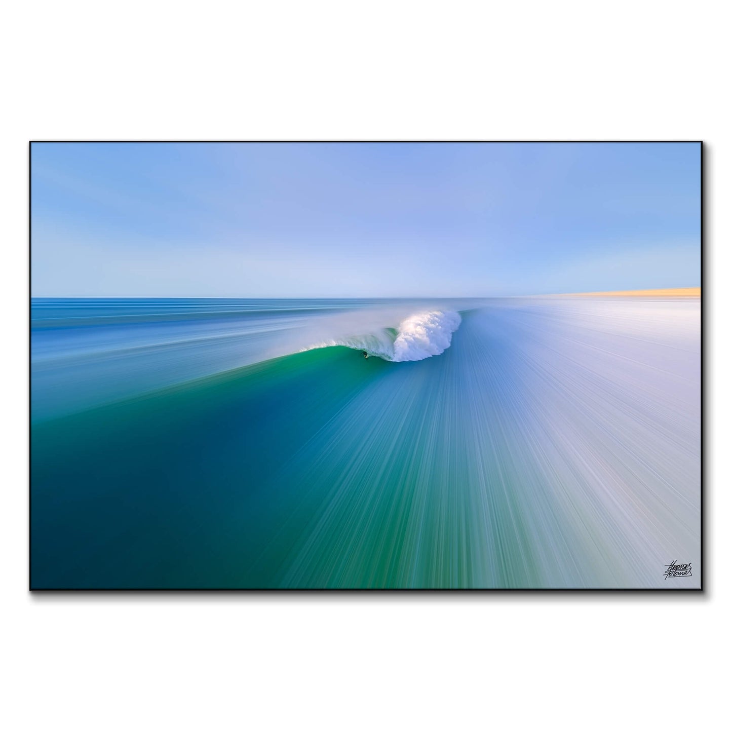 A perfect wave breaking in the ocean, showcasing vibrant colors and dynamic movement.