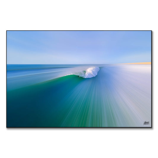 A perfect wave breaking in the ocean, showcasing vibrant colors and dynamic movement.