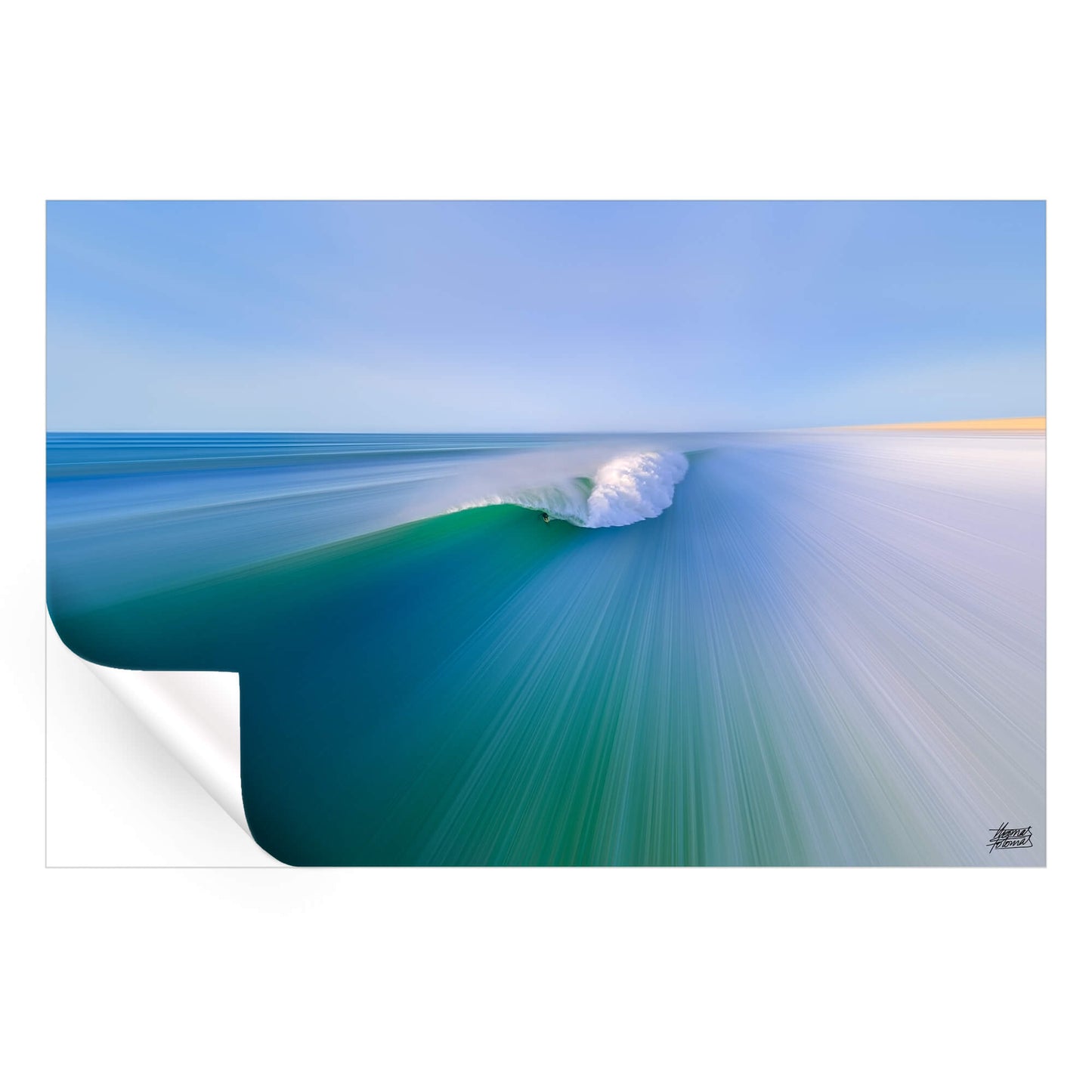 A perfect wave breaking in the ocean, showcasing vibrant colors and dynamic movement.
