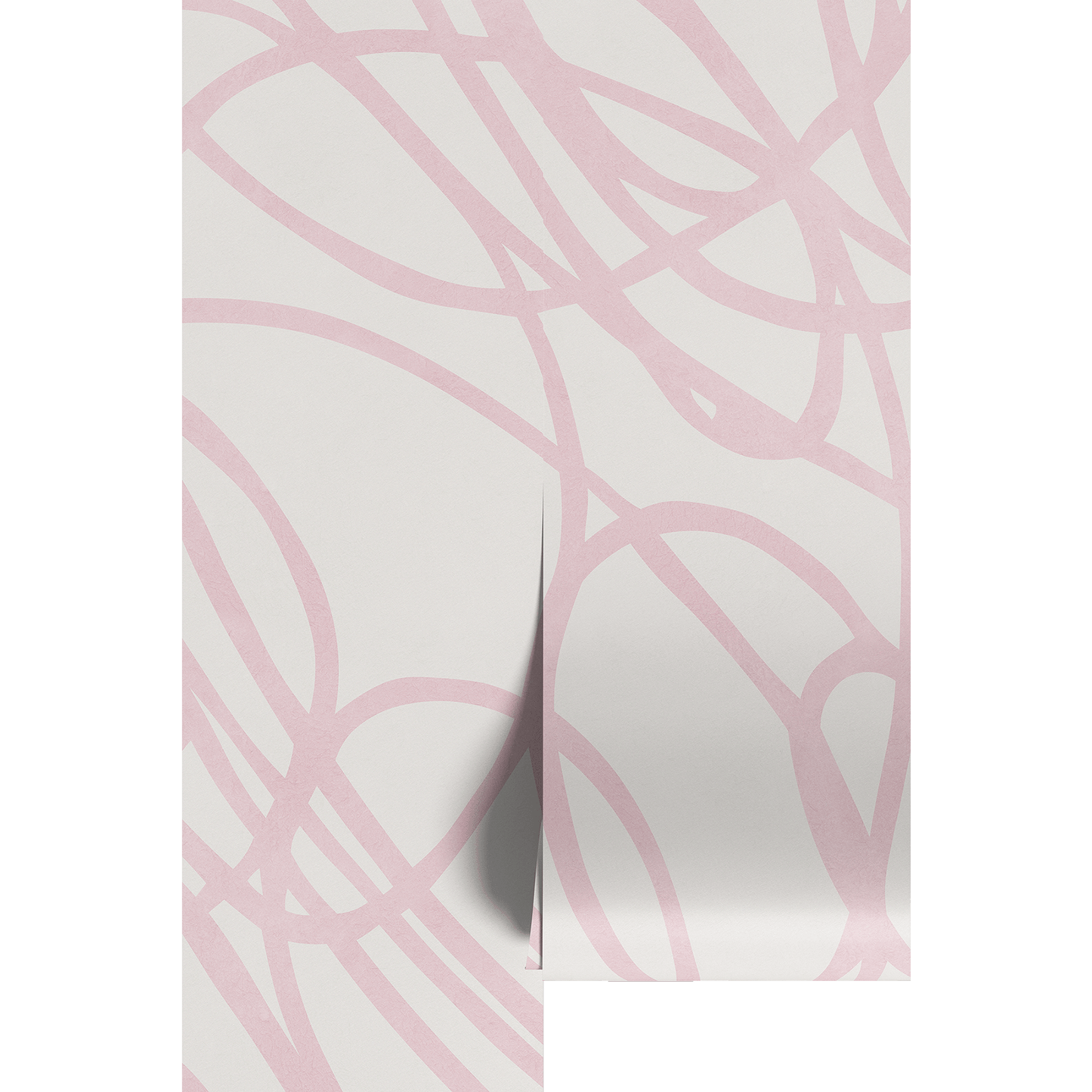Pink abstract scribble pattern on a white background.