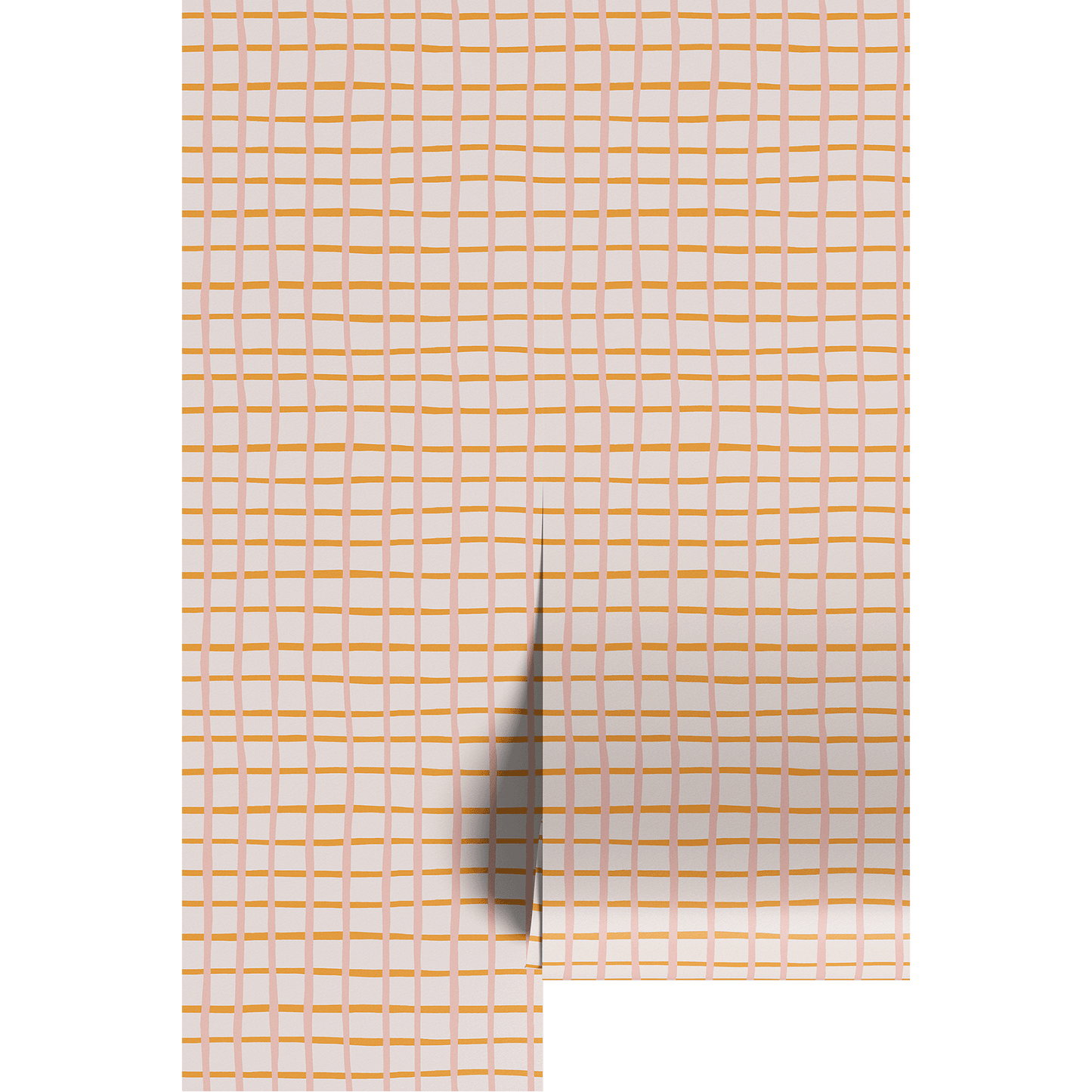 Grid patterned paper with orange lines on a white background