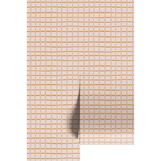 Grid patterned paper with orange lines on a white background