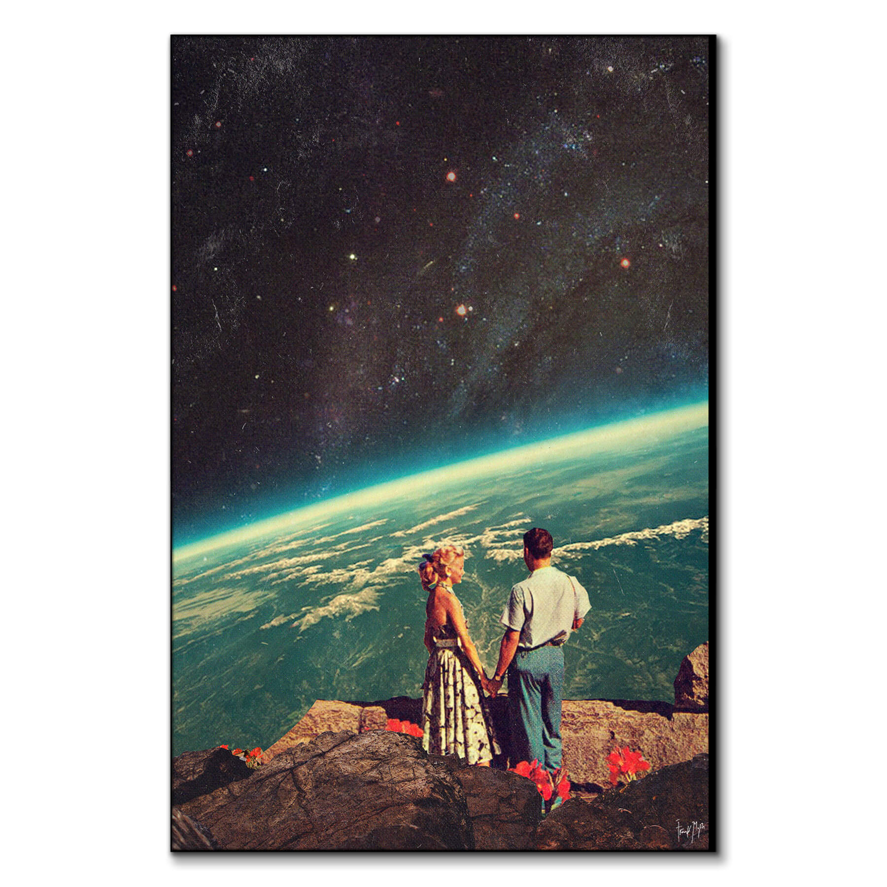 Shubha Gokhale (1959~)コラージュアート「Couple」真作 Surreal Couple in Space Wall Art | BIG Wall Décor
