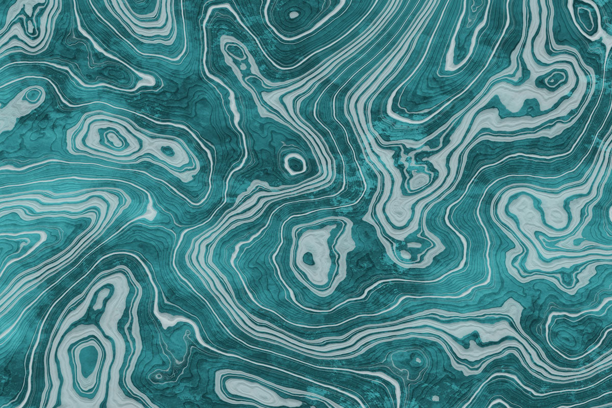 Marble-like texture with swirling patterns in teal and light teal.