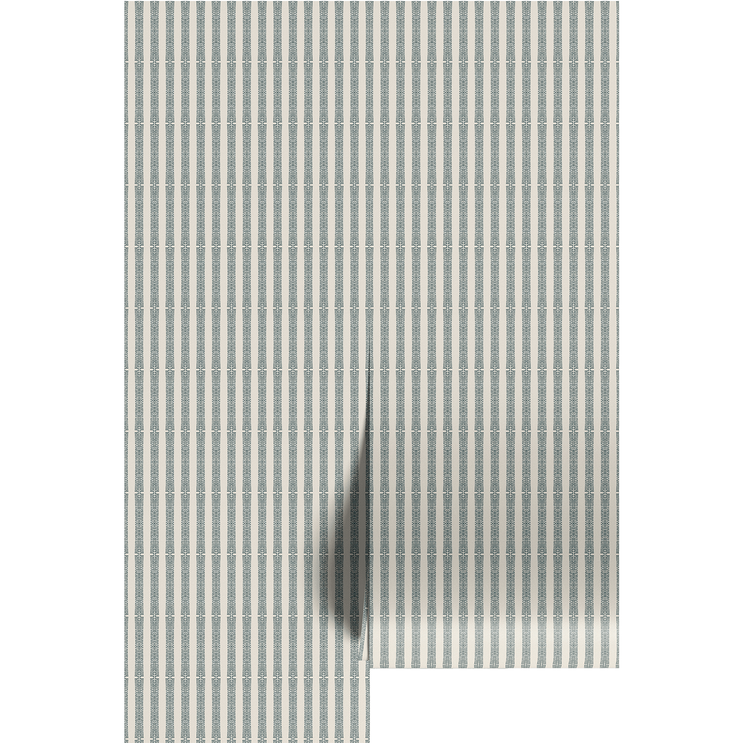 Textured green and white striped wallpaper pattern on wallpaper panels.