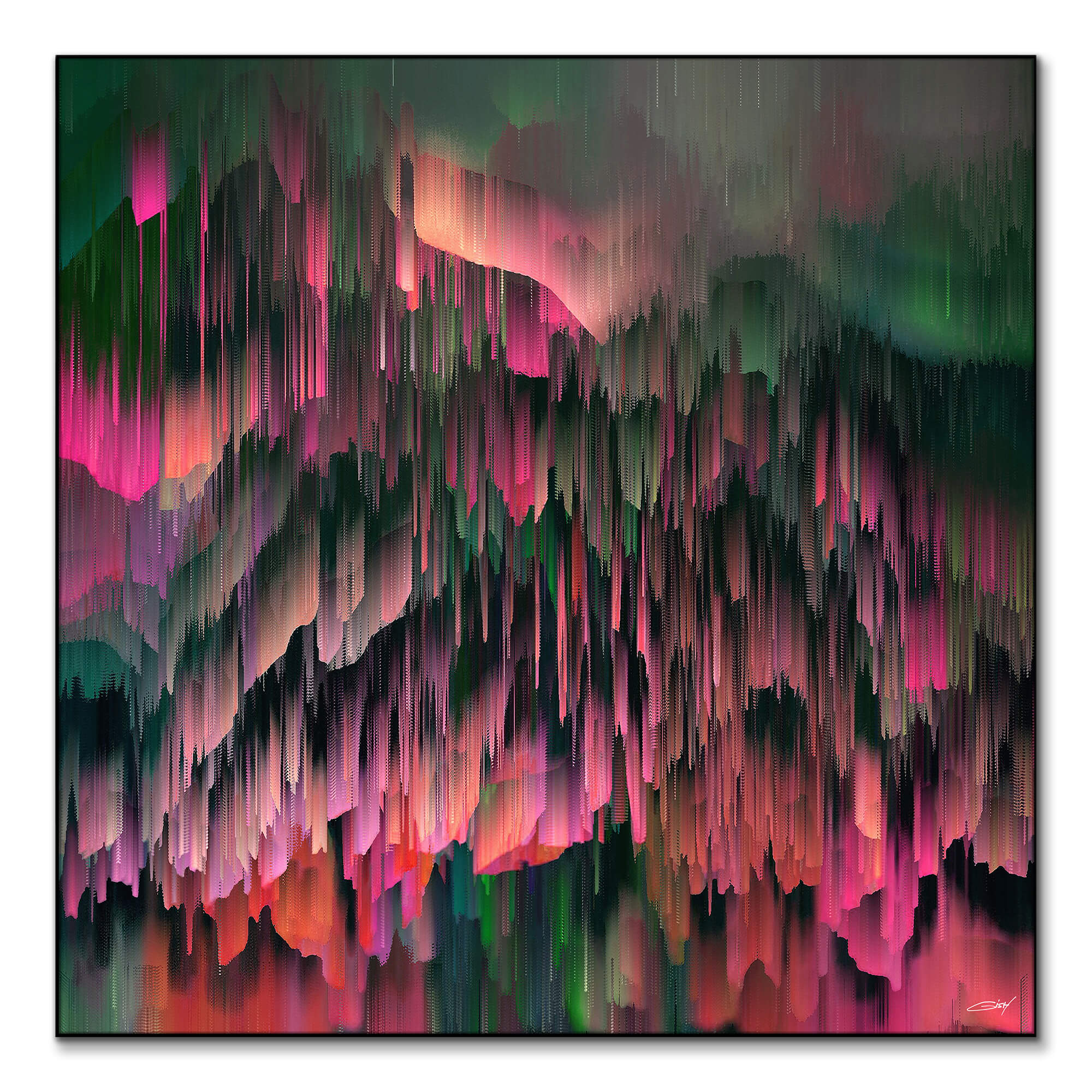 Flying Colours – Abstract Art パンク天国 7インチ Vibrant Pink and Green Digital Texture Abstract Art | BIG Wall Décor