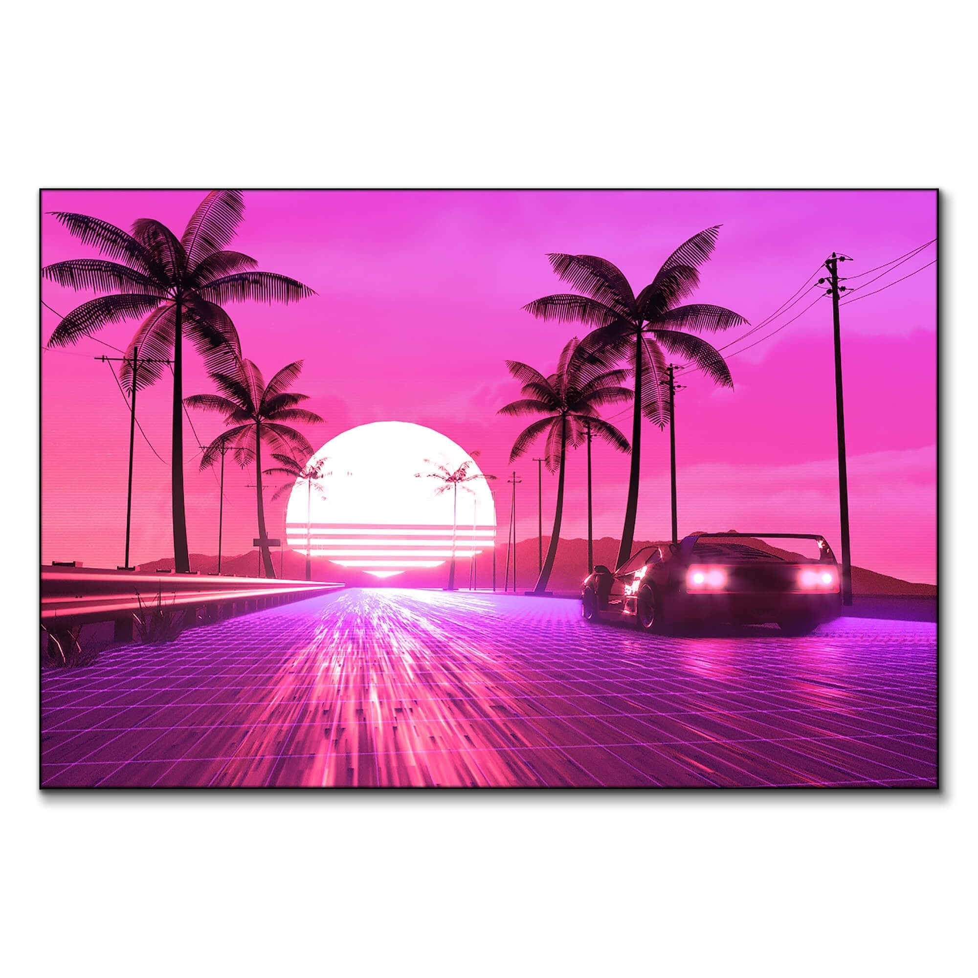 Vibrant Vaporware Tropical Sunset | BIG Wall Décor