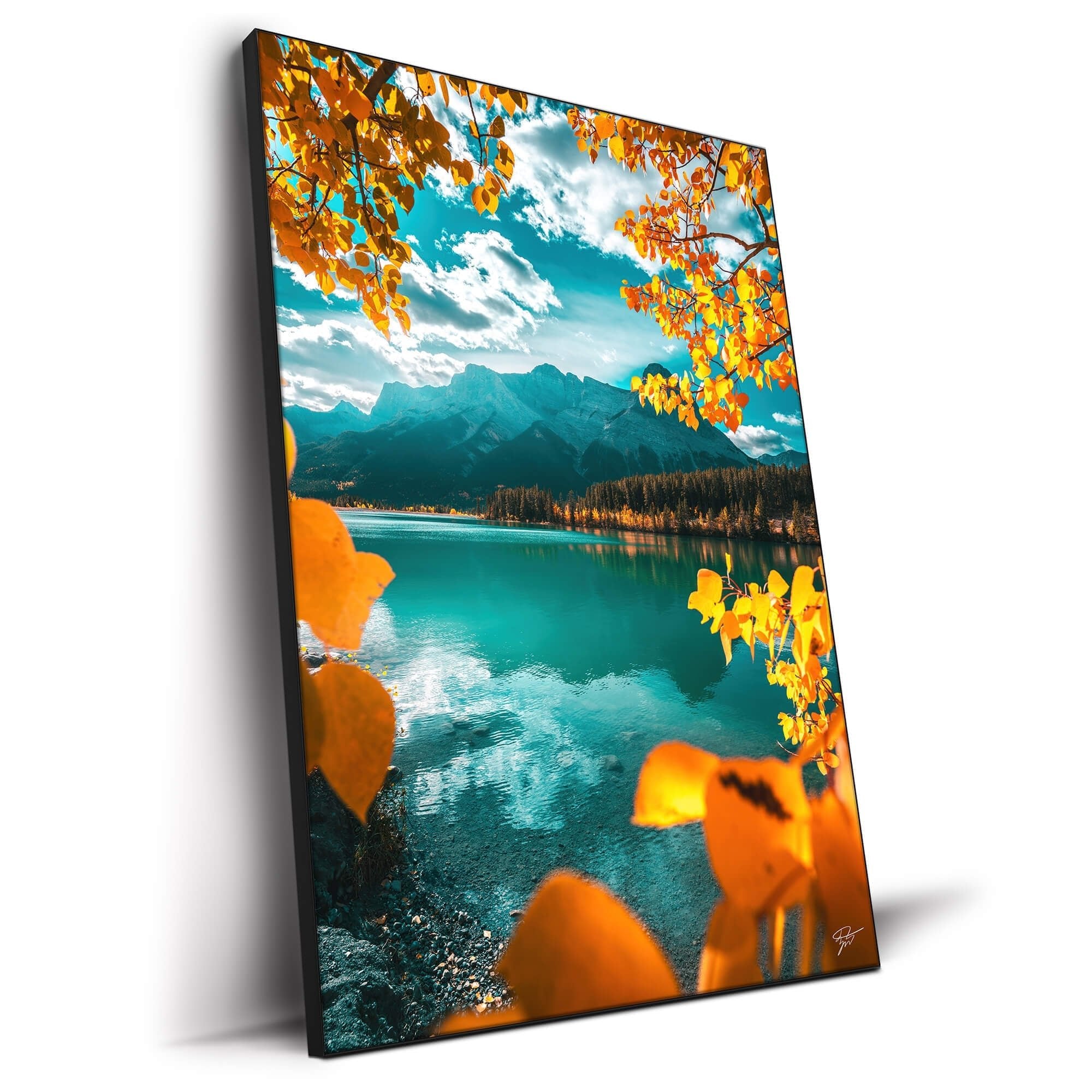 Autumn Teal Yellow Mountain Lake | BIG Wall Décor