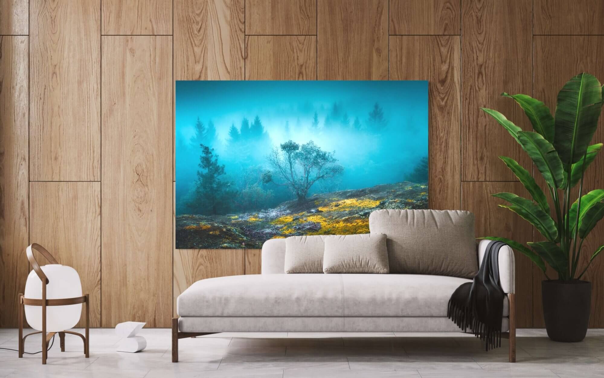 decor prints artwork oversized forrest foggy photograph