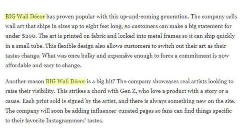 Big Wall Decor Yahoo Press Article Feature