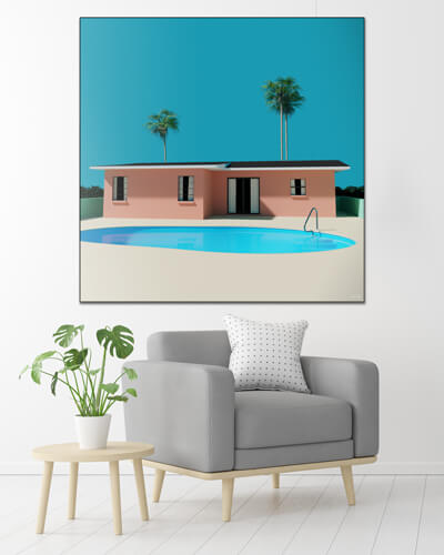 CGI Pastel Minimalist Pool Aesthetic Wall Art by Lucas Rackliffe