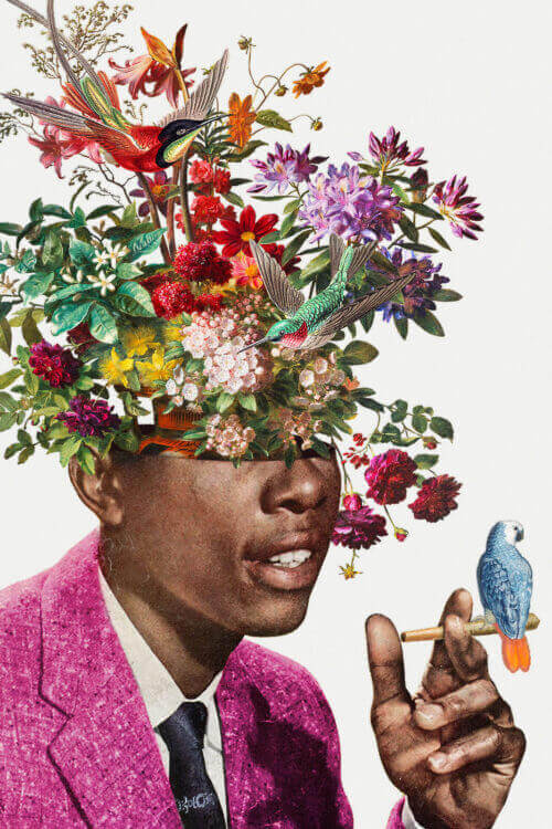 Igor Colorful Floral Head Wall Art by BambashkART BIG Wall Décor