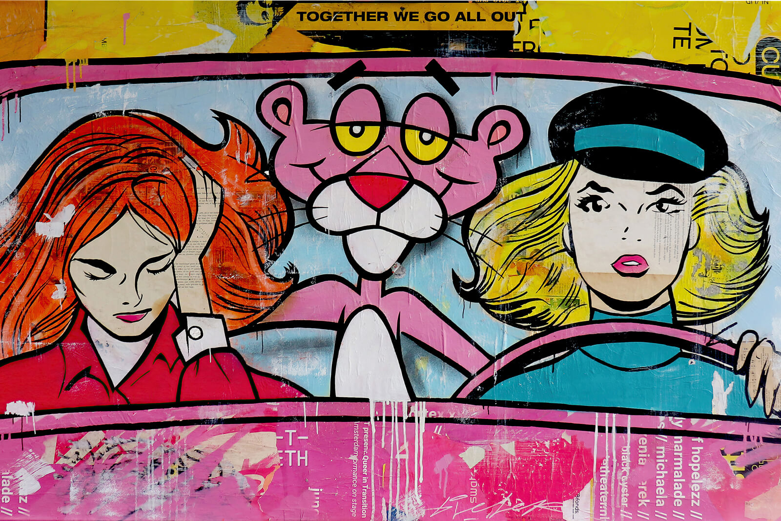 Street Graffiti Art Canvas Painting Pink Panther Posters and Prints Wall Art 