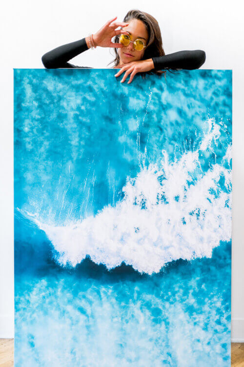 Large wall art featuring crashing hawaiian ocean wave
