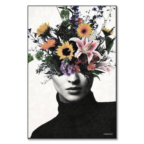 Black White Woman Floral Head Collage BIG Wall D cor black-white-woman-floral-head-collage-big-wall-d-cor