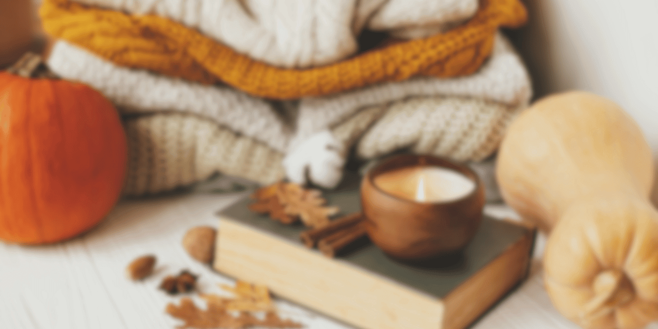 book, cup of coffee, and a blanket