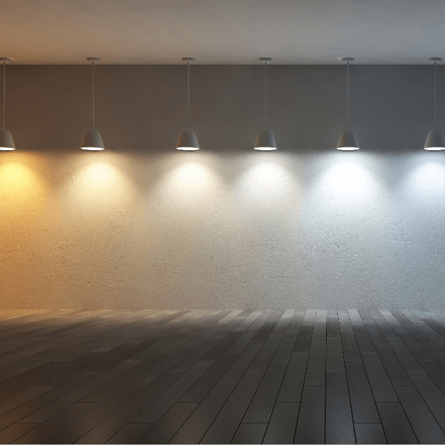 Kelvin color temperature scale showing warm to cold lighting colors.