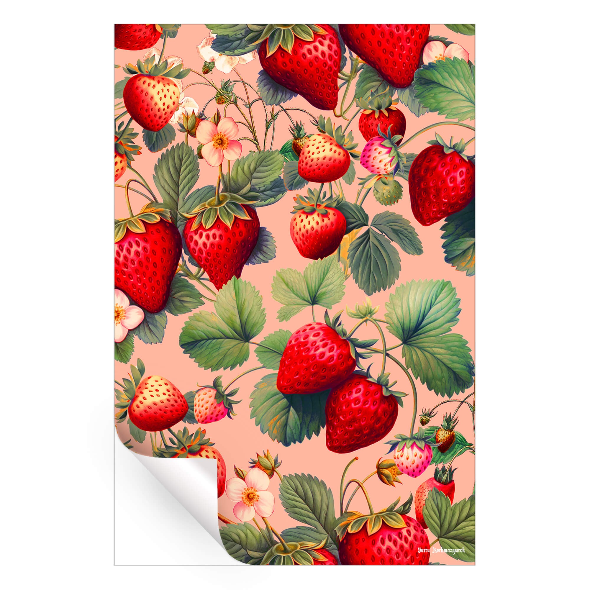 Vibrant Vintage Wild Strawberry Botanical Decor | BIG Wall Décor