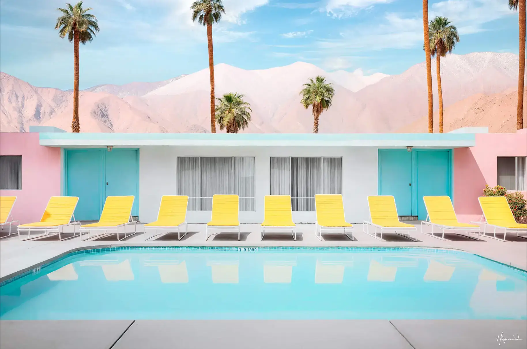 Palm Motel Pool Chairs Wall Art | BIG Wall Décor