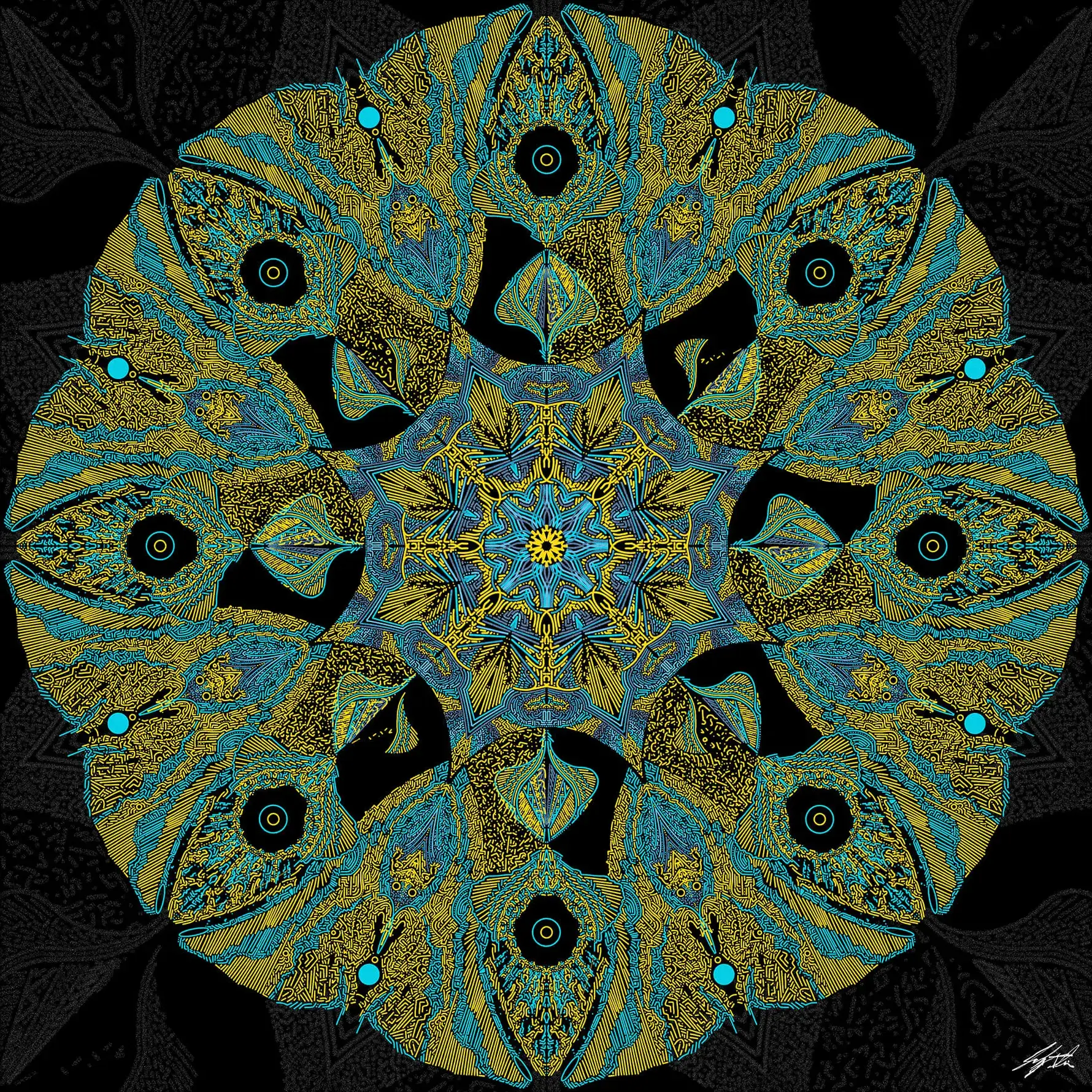 Kaleidoscope Green Blue Vibrant Pattern | BIG Wall Décor