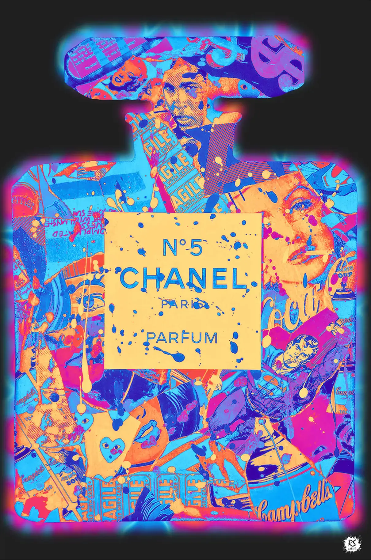 Vibrant Chanel No 5 Pop Art Collage | BIG Wall Décor