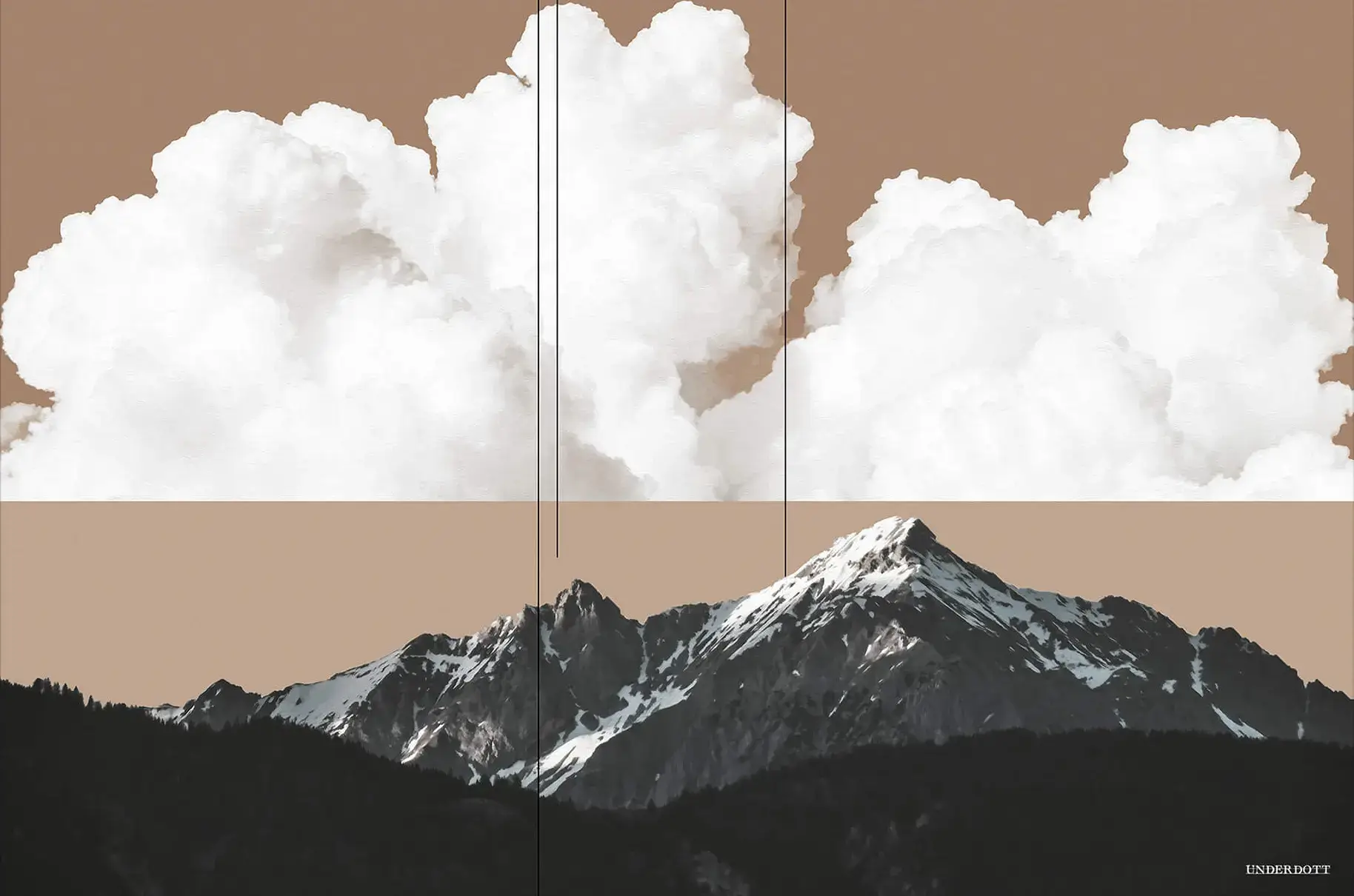 Neutral Tan Sky Mountain Landscape | BIG Wall Décor