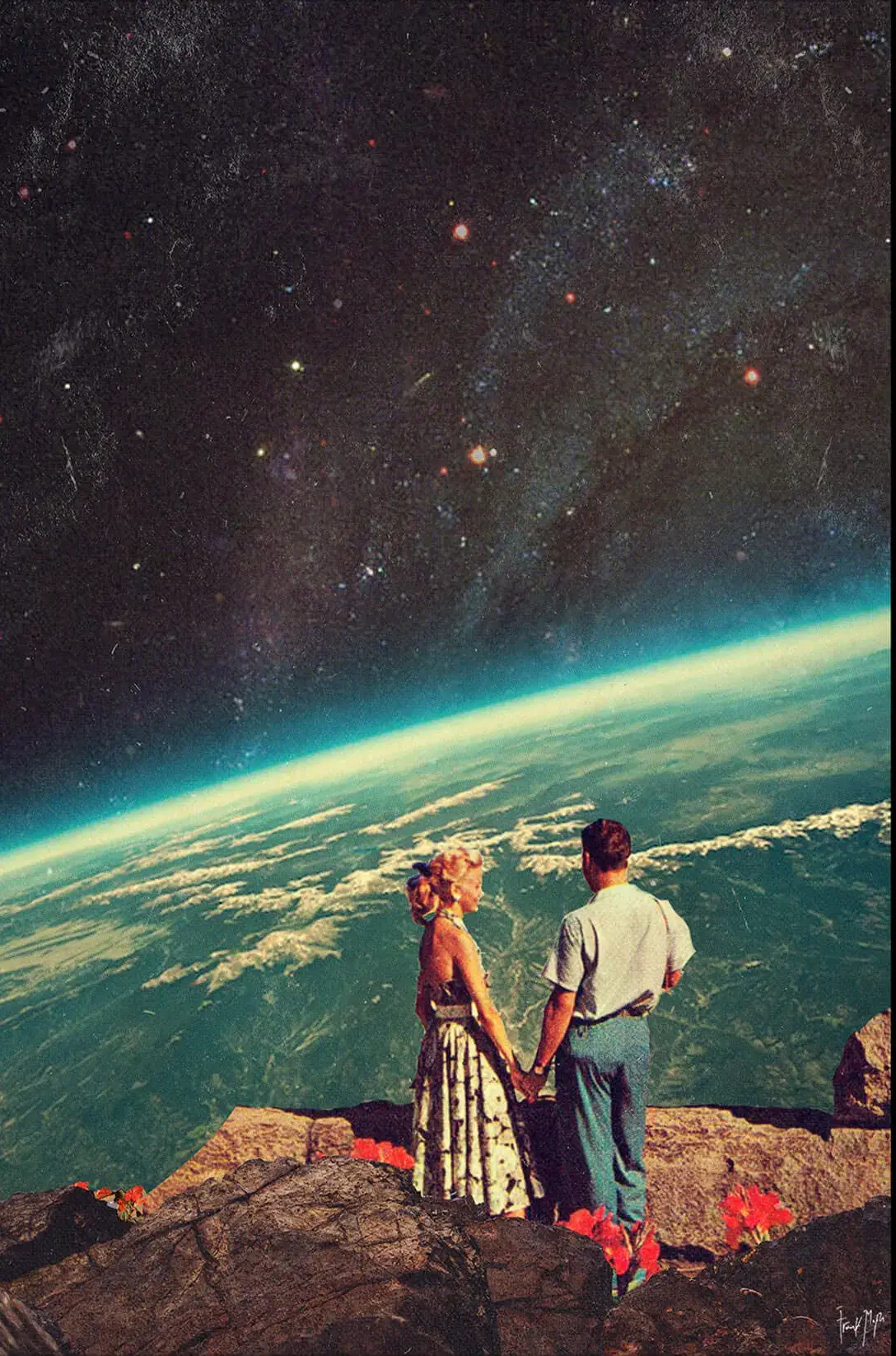 Surreal Couple in Space Wall Art | BIG Wall Décor