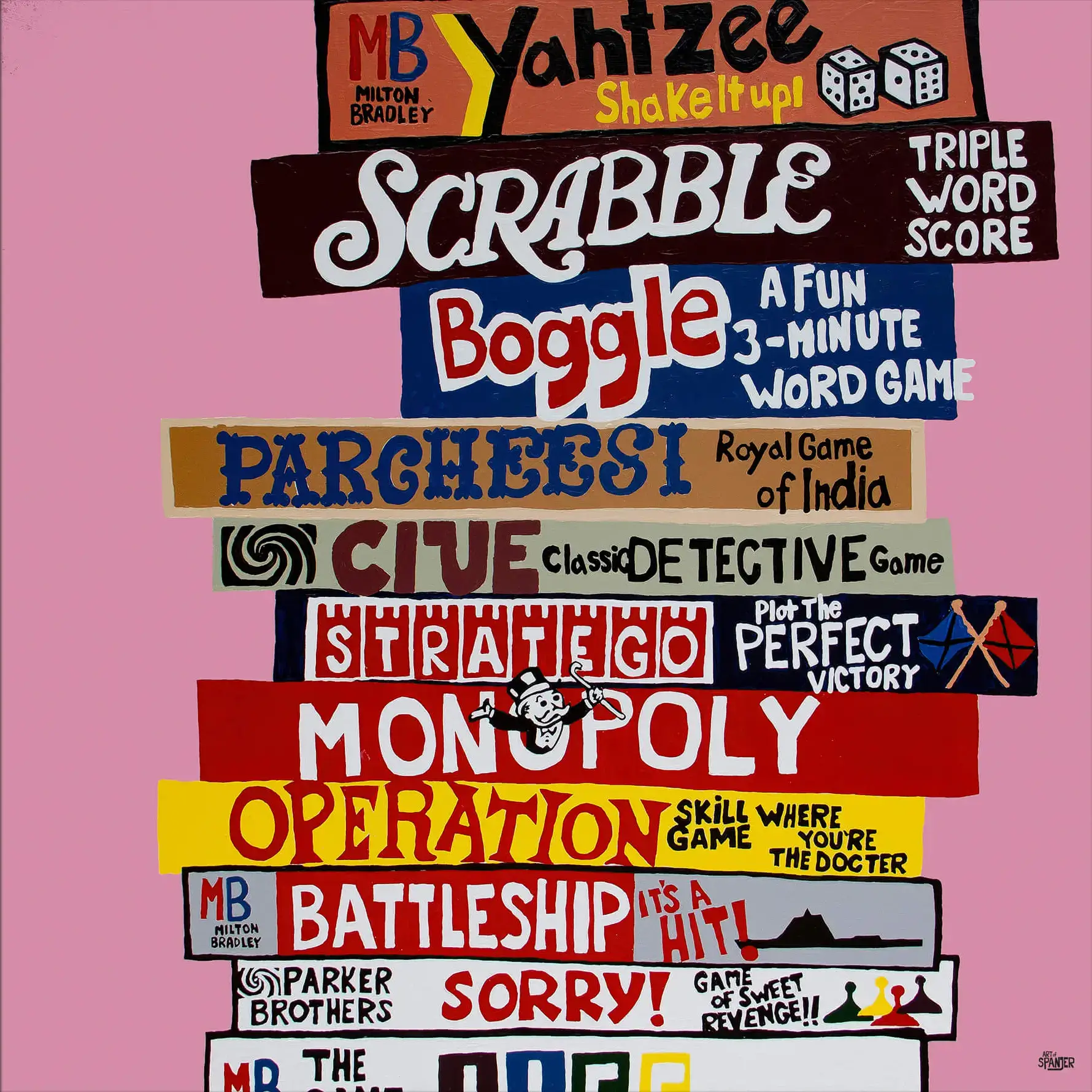 Pop Art Wall Art – Colorful Board Game Stack Design