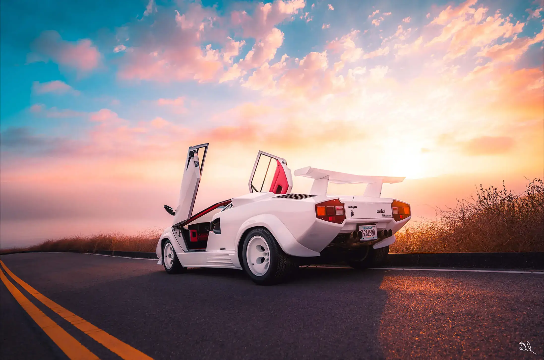 White Lambo Coastal Sunset | BIG Wall Décor