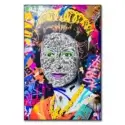 Queen Elizabeth's portrait with intricate doodles and colorful graffiti background.