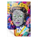 Queen Elizabeth portrait with intricate doodles and colorful graffiti background.