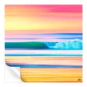 An abstract artwork of a surfer riding a wave, with vibrant colors and dynamic lines capturing the energy of the ocean.