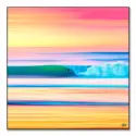 An abstract artwork of a surfer riding a wave, with vibrant colors and dynamic lines capturing the energy of the ocean.