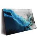 Calming blue ocean reef painting with gold accents, evoking tranquility and underwater serenity.