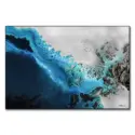 Calming blue ocean reef painting with gold accents, evoking tranquility and underwater serenity.