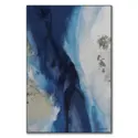 Mixed media ocean-inspired artwork using blues and greens to create depth and texture.