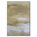 Abstract artwork with a soft beige background, subtle textures, and delicate gold lines creating flowing movement across the canvas.