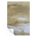 Abstract artwork with a soft beige background, subtle textures, and delicate gold lines creating flowing movement across the canvas.