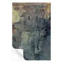 Distressed abstract painting with gray, black, and gold tones.