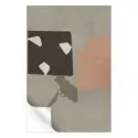 Minimalist abstract artwork featuring geometric black, tan, and grey shapes in modern design.