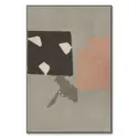 Minimalist abstract artwork featuring geometric black, tan, and grey shapes in modern design.