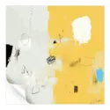 Modern abstract artwork in yellow and white, with sharp contrasts and smooth gradients.